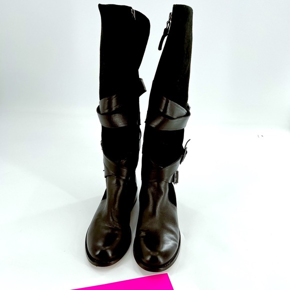 G.I.L.I Leather Tall Shaft Boots - Rivine , Black, Size 7 Black Leather/Suede - Picture 11 of 16